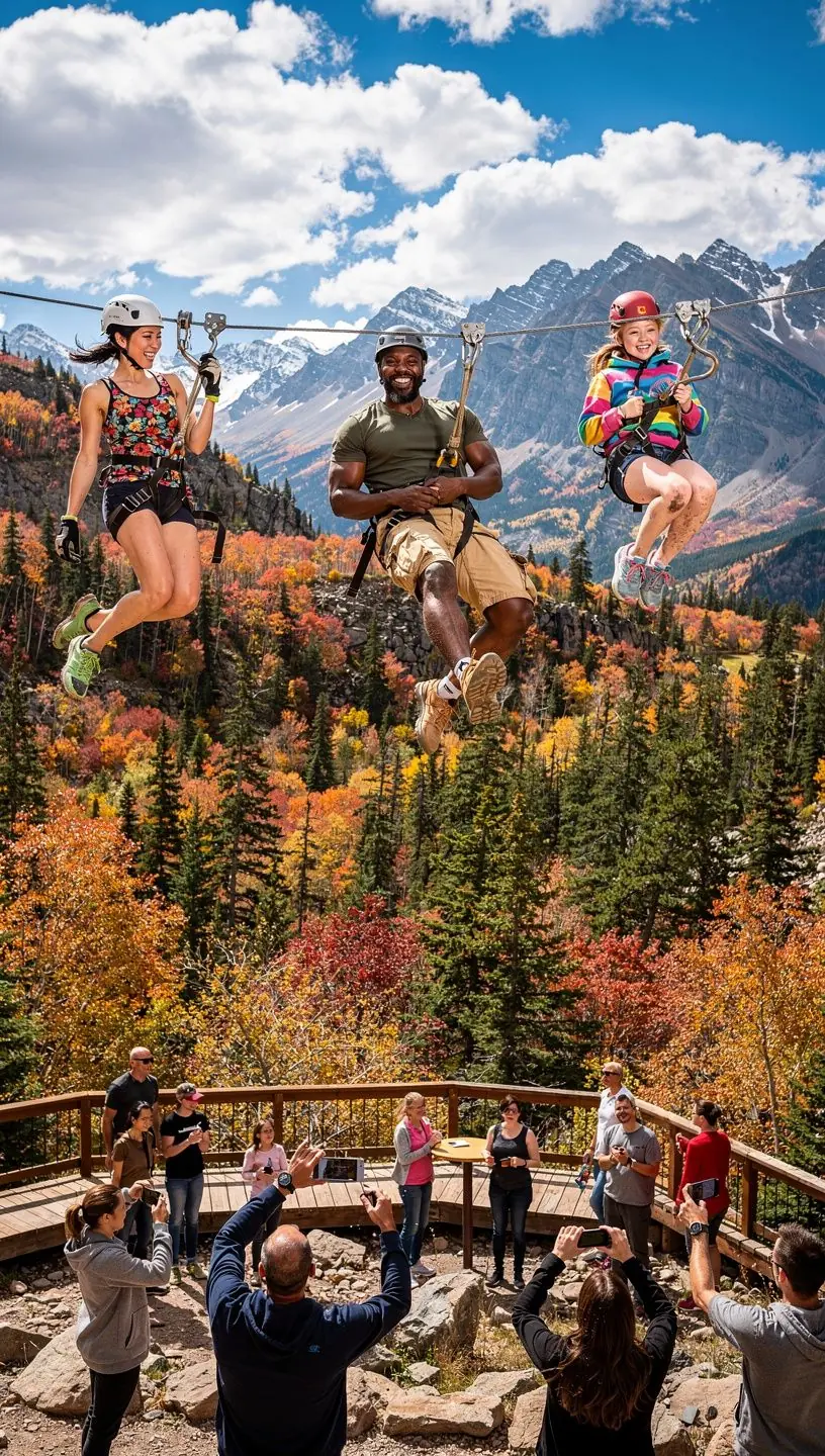 Экстремальный спуск по зиплайну над живописным каньоном в солнечный день