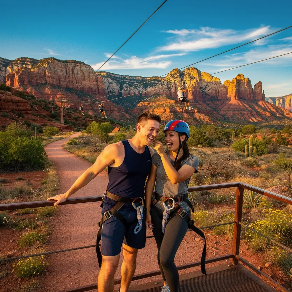 Приключение на зиплайне над густыми деревьями в национальном парке США