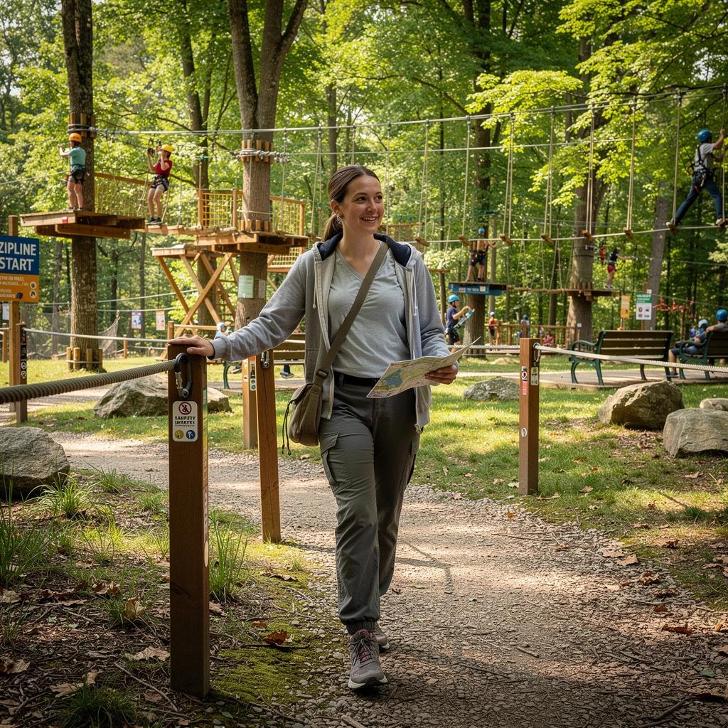 Группа туристов наслаждается канопи-туром с захватывающими видами